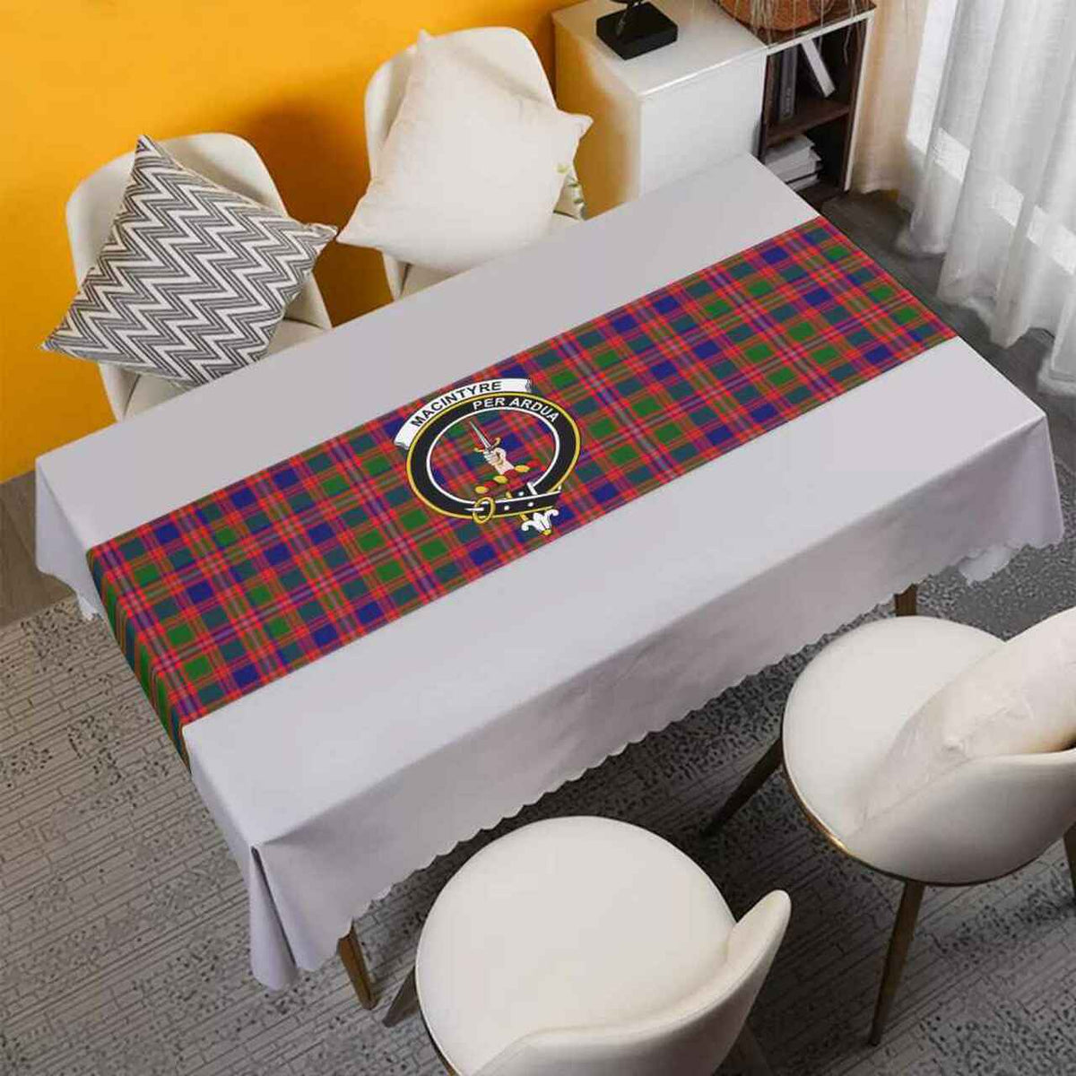 MacIntyre Tartan Crest Table Runner - Cotton table runner