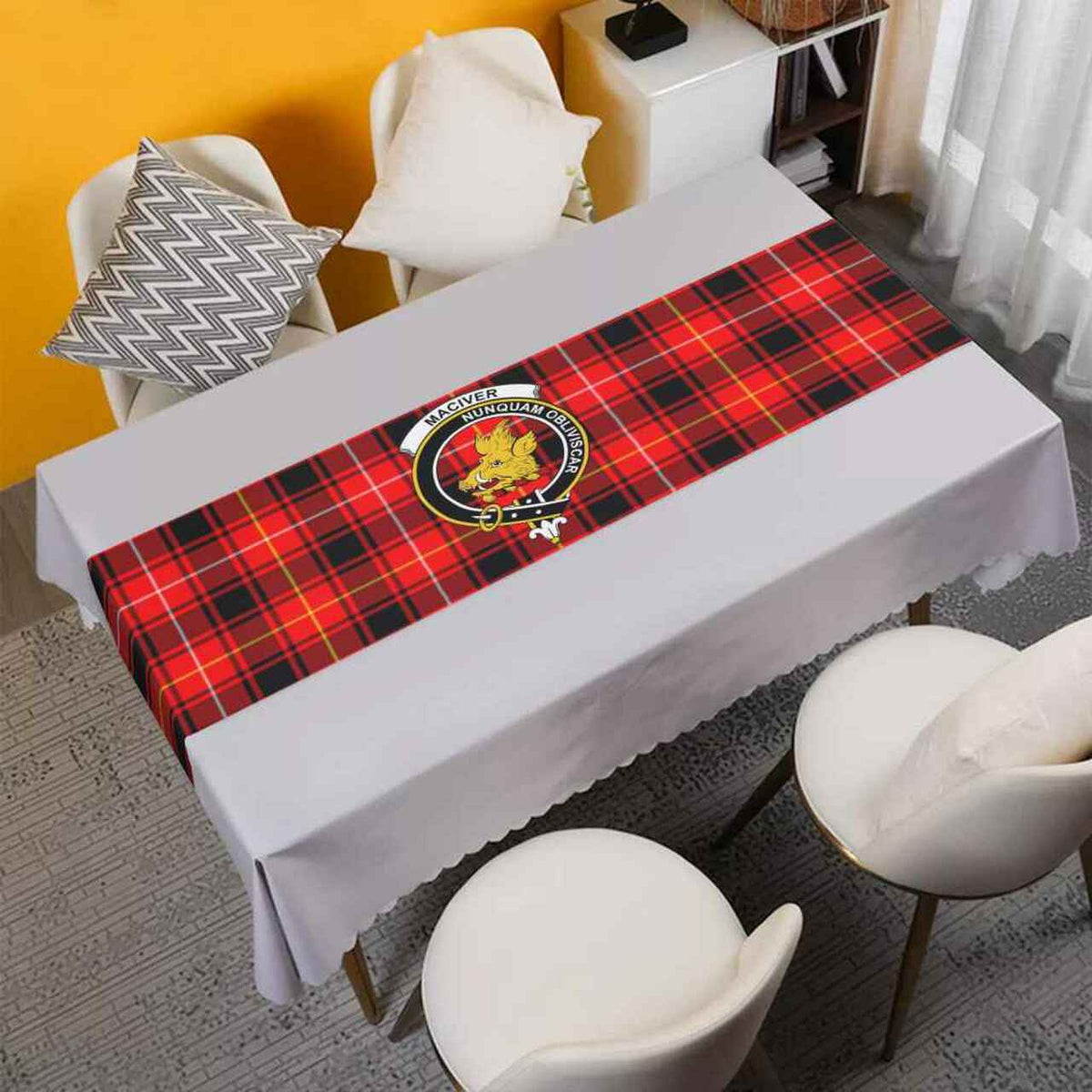 MacIver Tartan Crest Table Runner - Cotton table runner