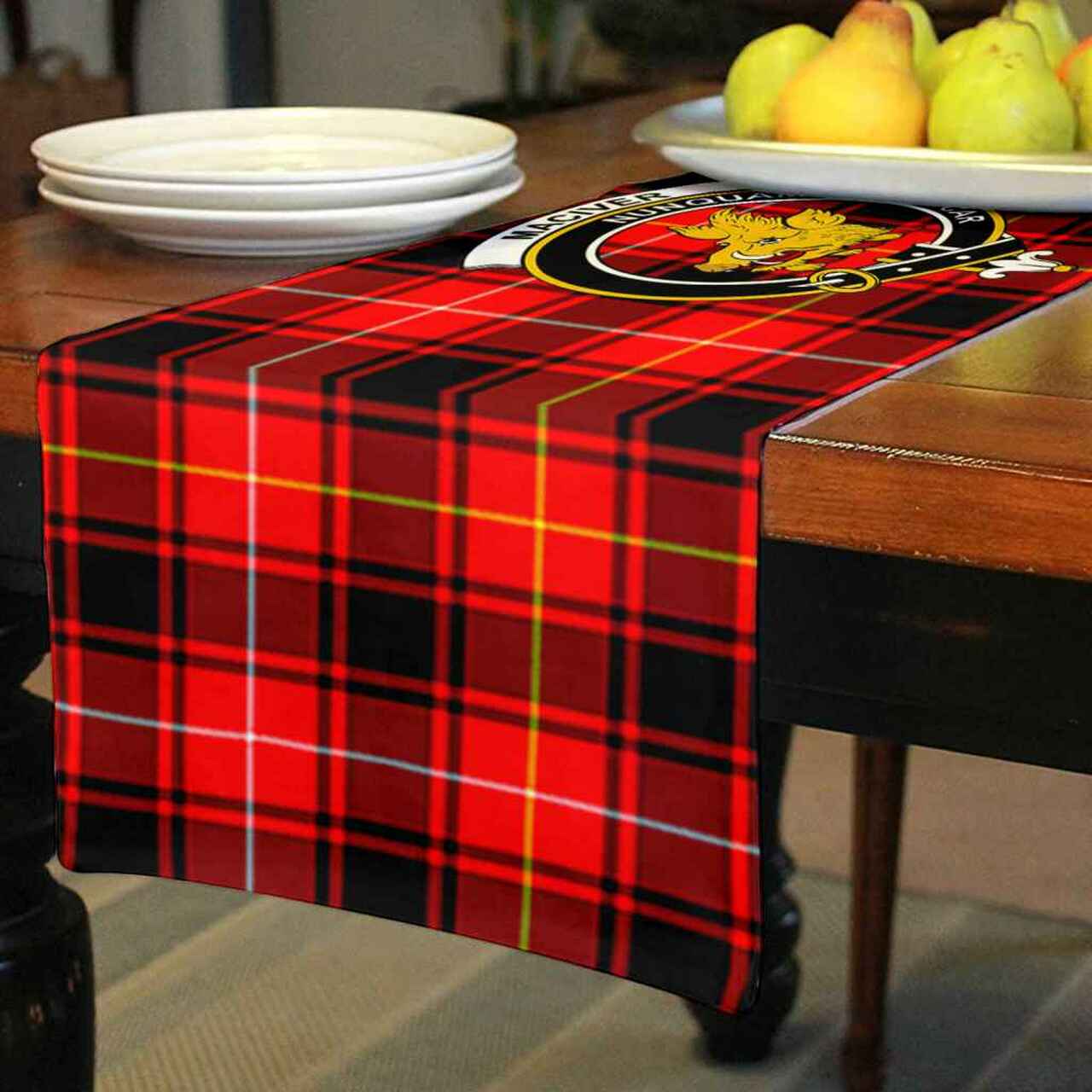 MacIver Tartan Crest Table Runner - Cotton table runner