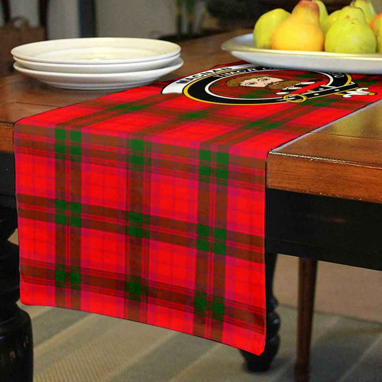 MacNab Tartan Crest Table Runner - Cotton table runner