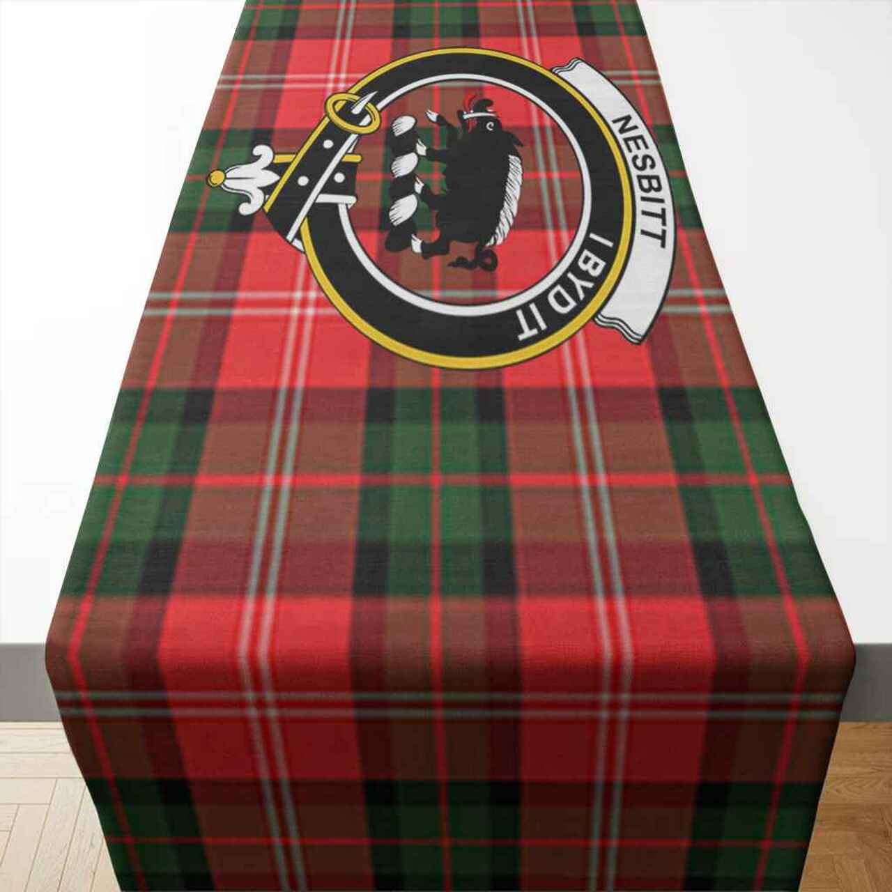 Nesbitt Tartan Crest Table Runner - Cotton table runner