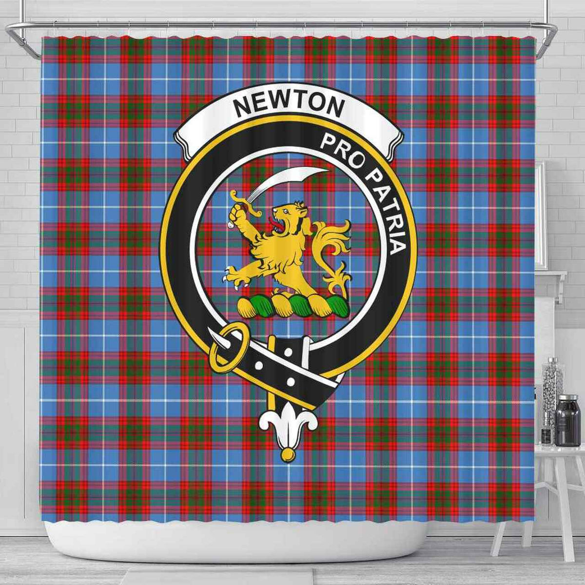 Newton Tartan Crest Shower Curtain