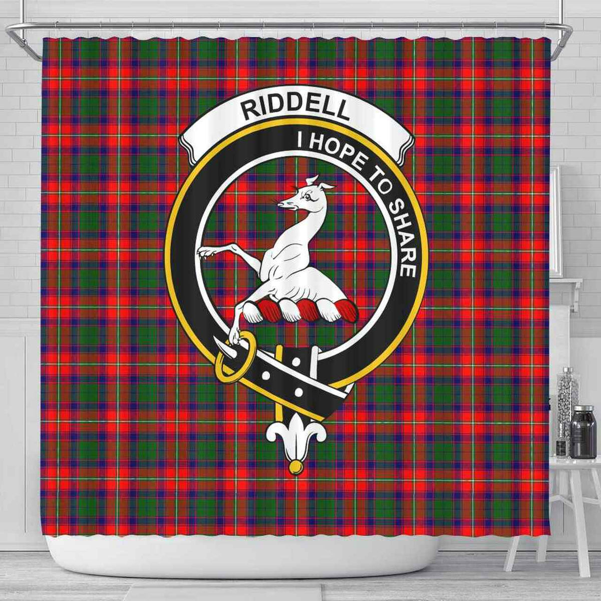 Riddell Tartan Crest Shower Curtain
