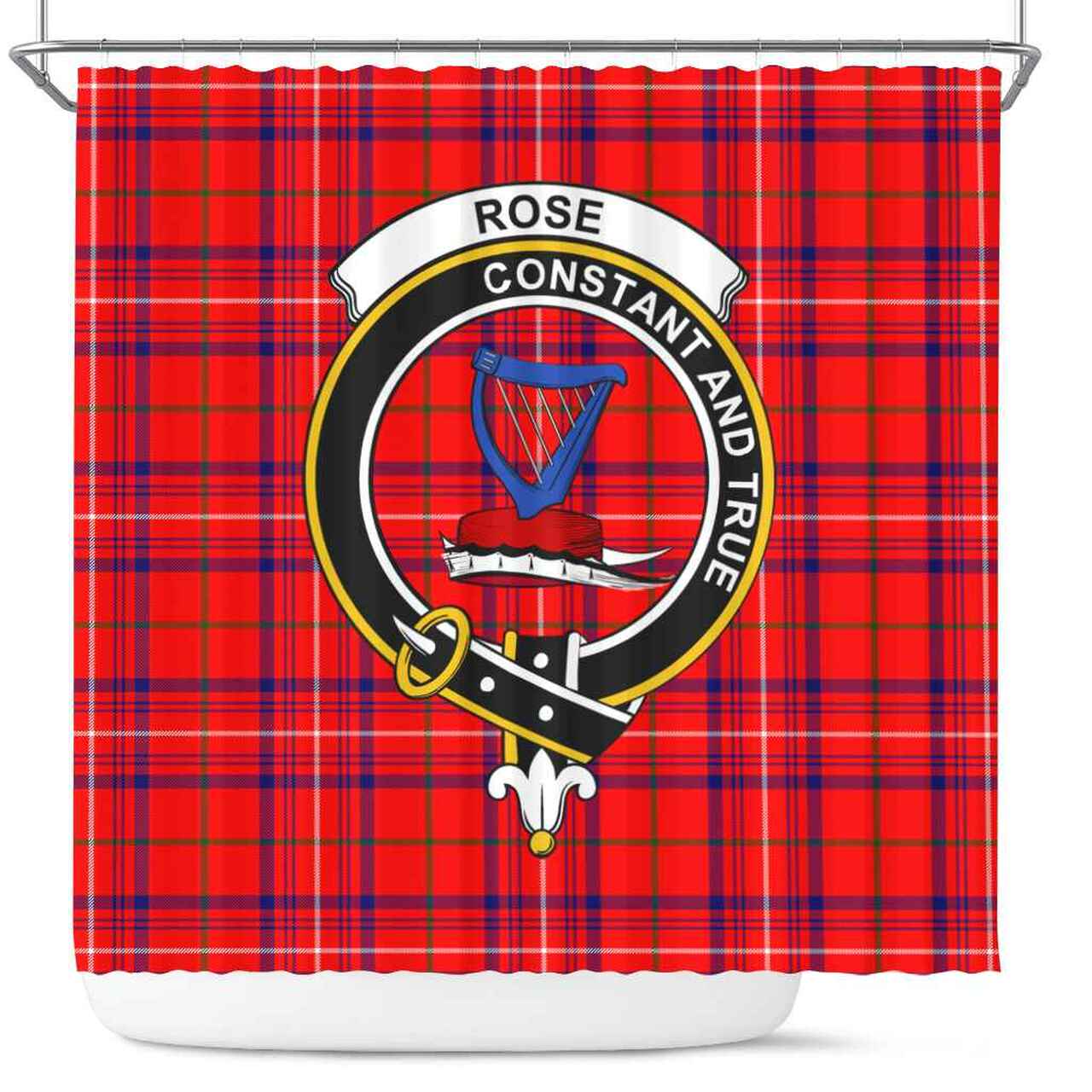 Rose Tartan Crest Shower Curtain