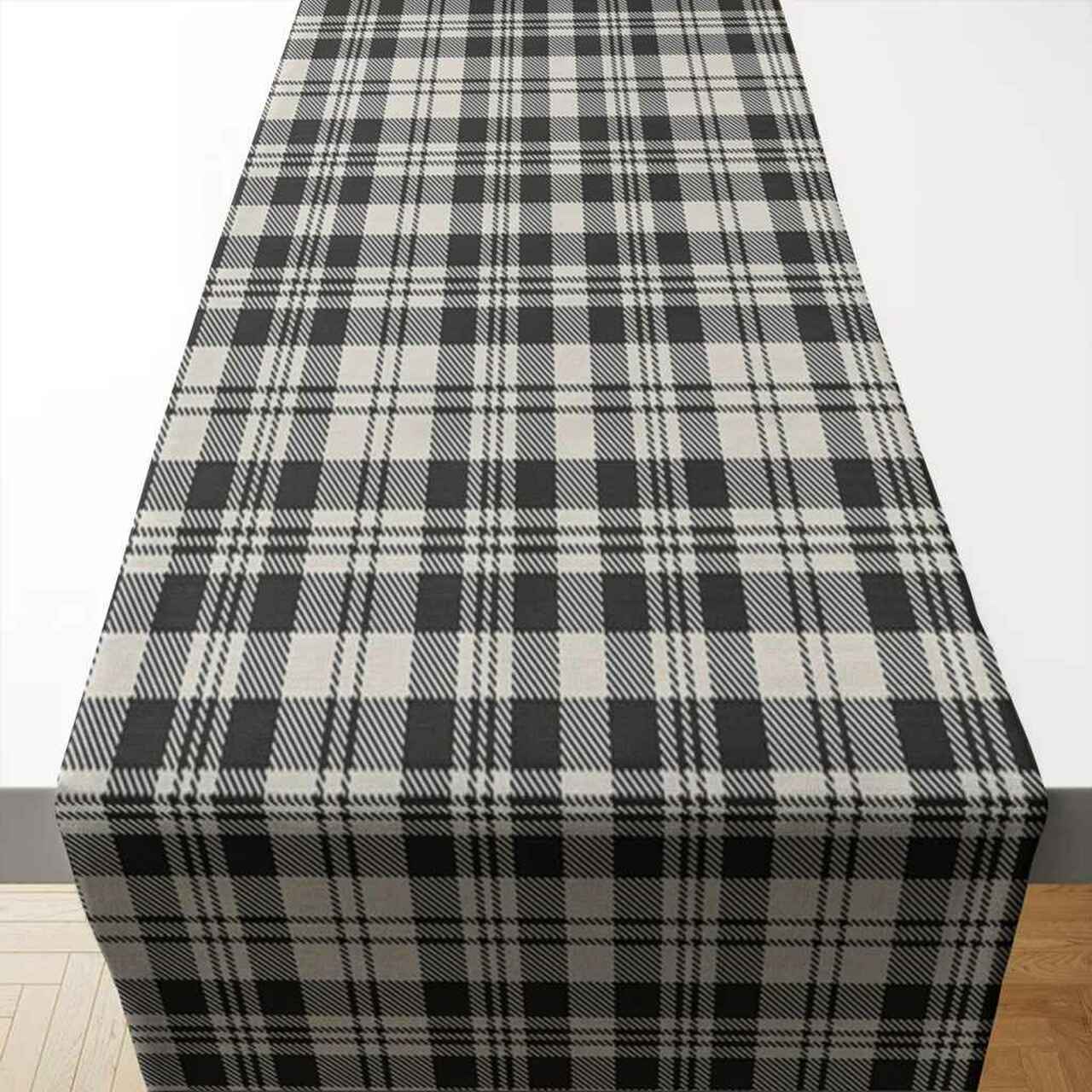 Scott Black & White Ancient Tartan Table Runner - Cotton table runner