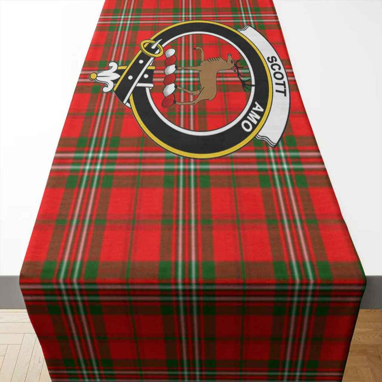 Scott Tartan Crest Table Runner - Cotton table runner