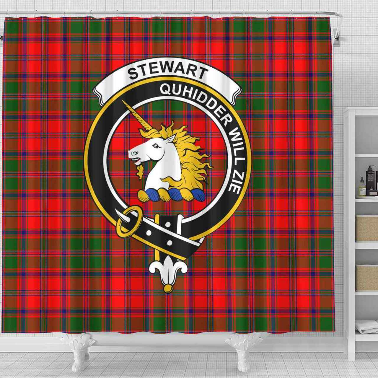 Stewart (of Appin) Tartan Crest Shower Curtain