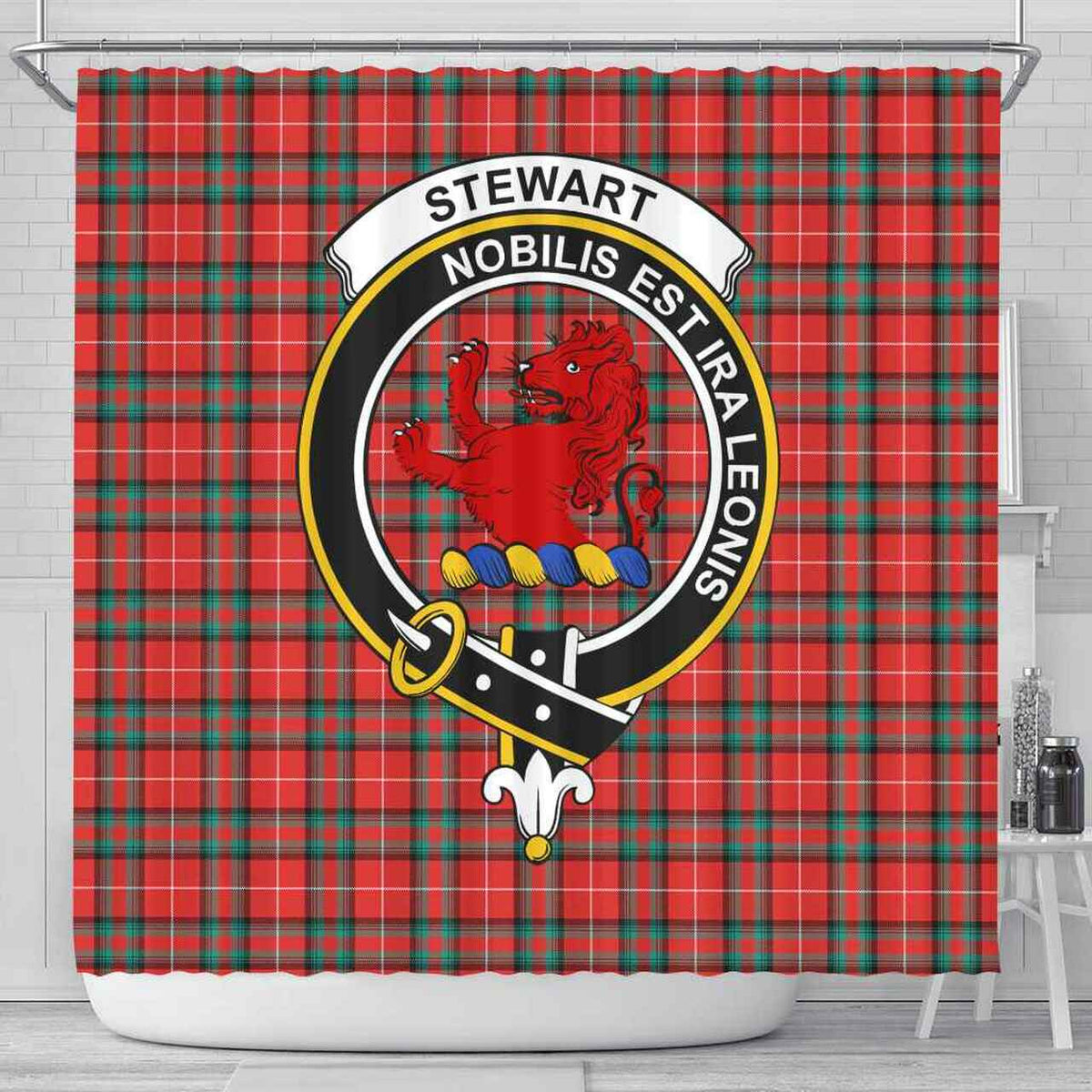 Stewart (Stuart) of Bute Tartan Crest Shower Curtain