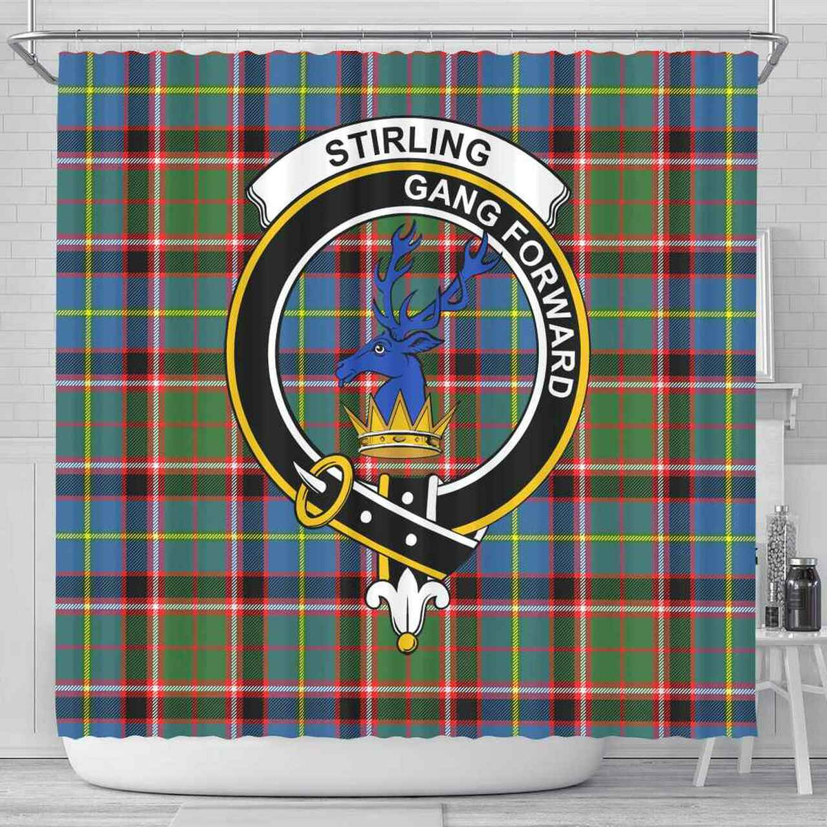 Stirling (of Cadder-Present Chief) Tartan Crest Shower Curtain