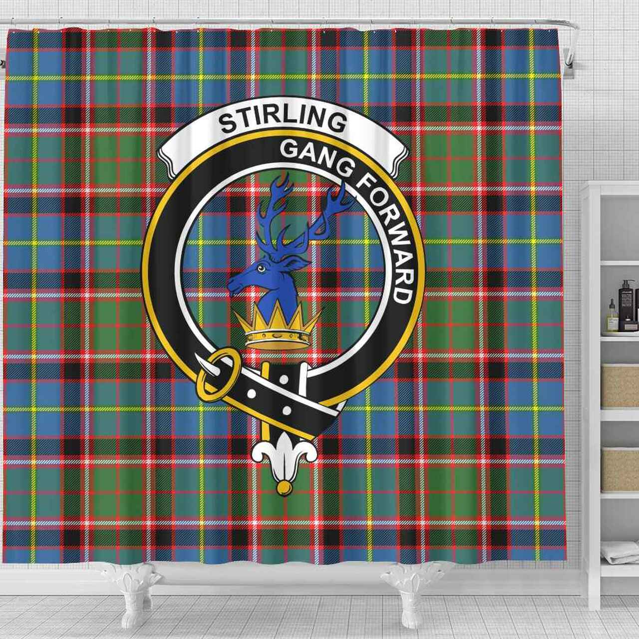 Stirling (of Cadder-Present Chief) Tartan Crest Shower Curtain