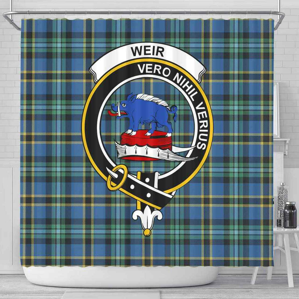 Weir Tartan Crest Shower Curtain