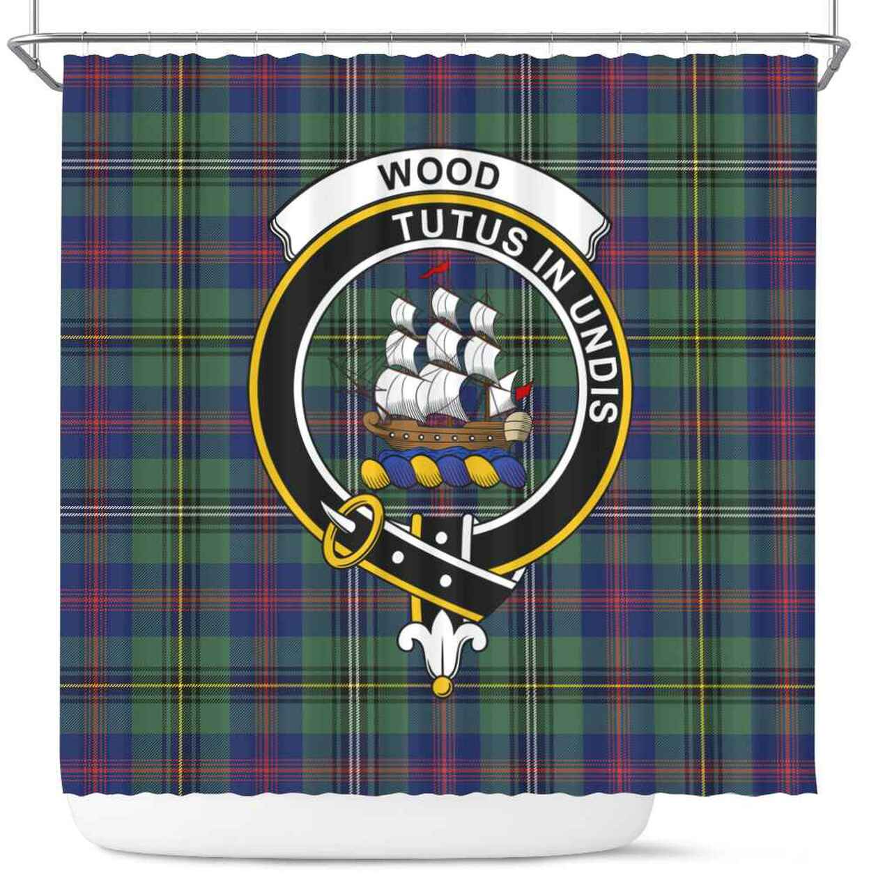 Wood Tartan Crest Shower Curtain