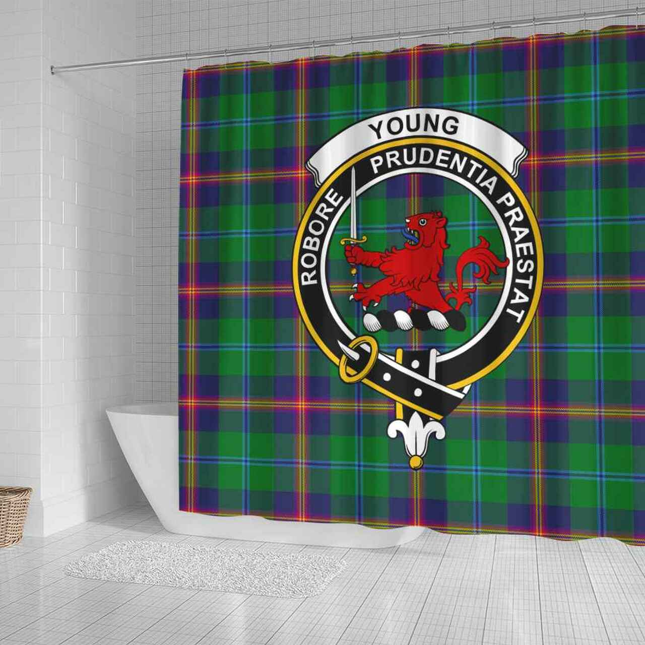 Young Tartan Crest Shower Curtain