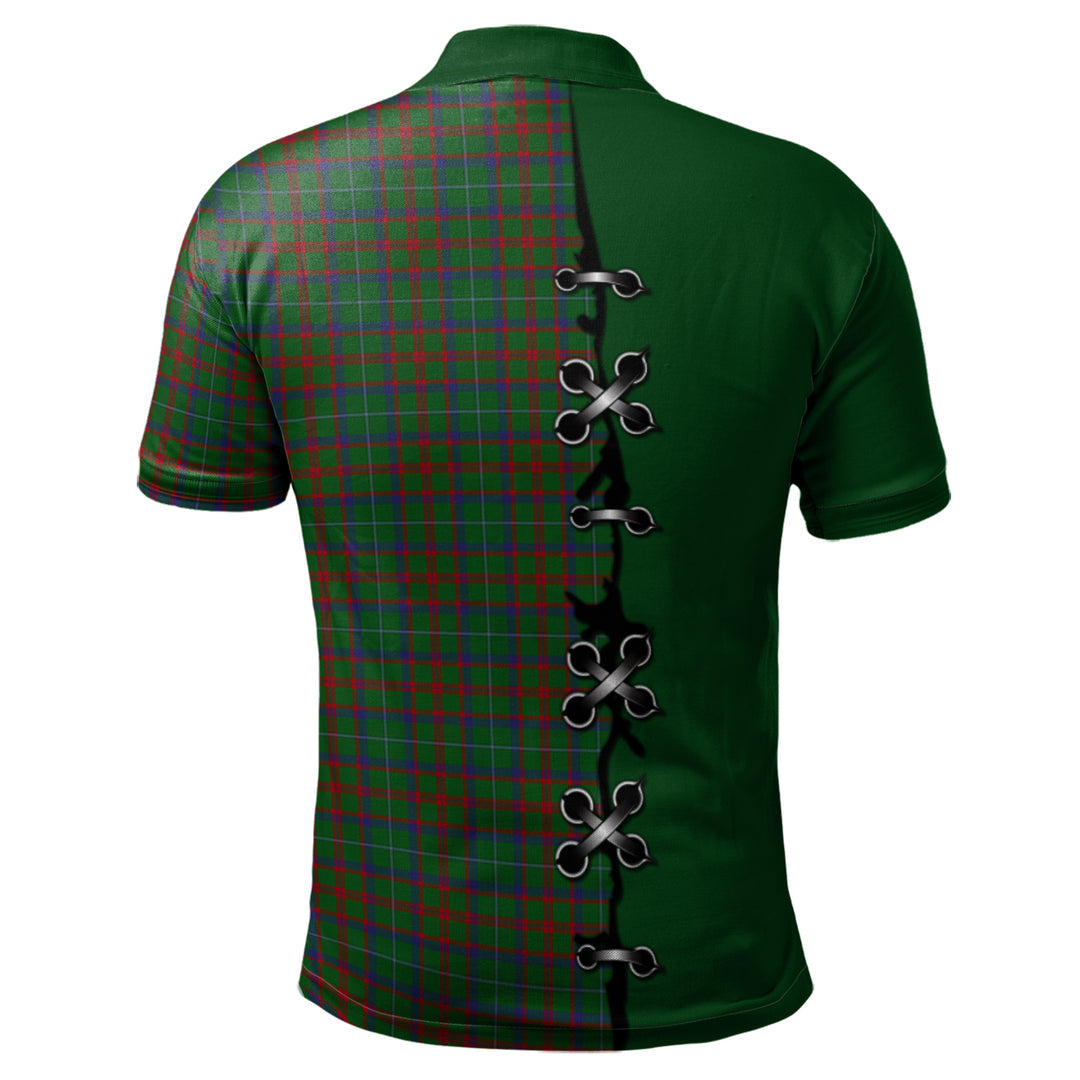 Shaw of Tordarroch Green Hunting Tartan Polo Shirt - Lion Rampant And Celtic Thistle Style