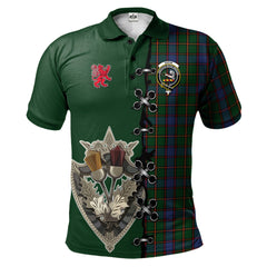 Skene Tartan Polo Shirt - Lion Rampant And Celtic Thistle Style
