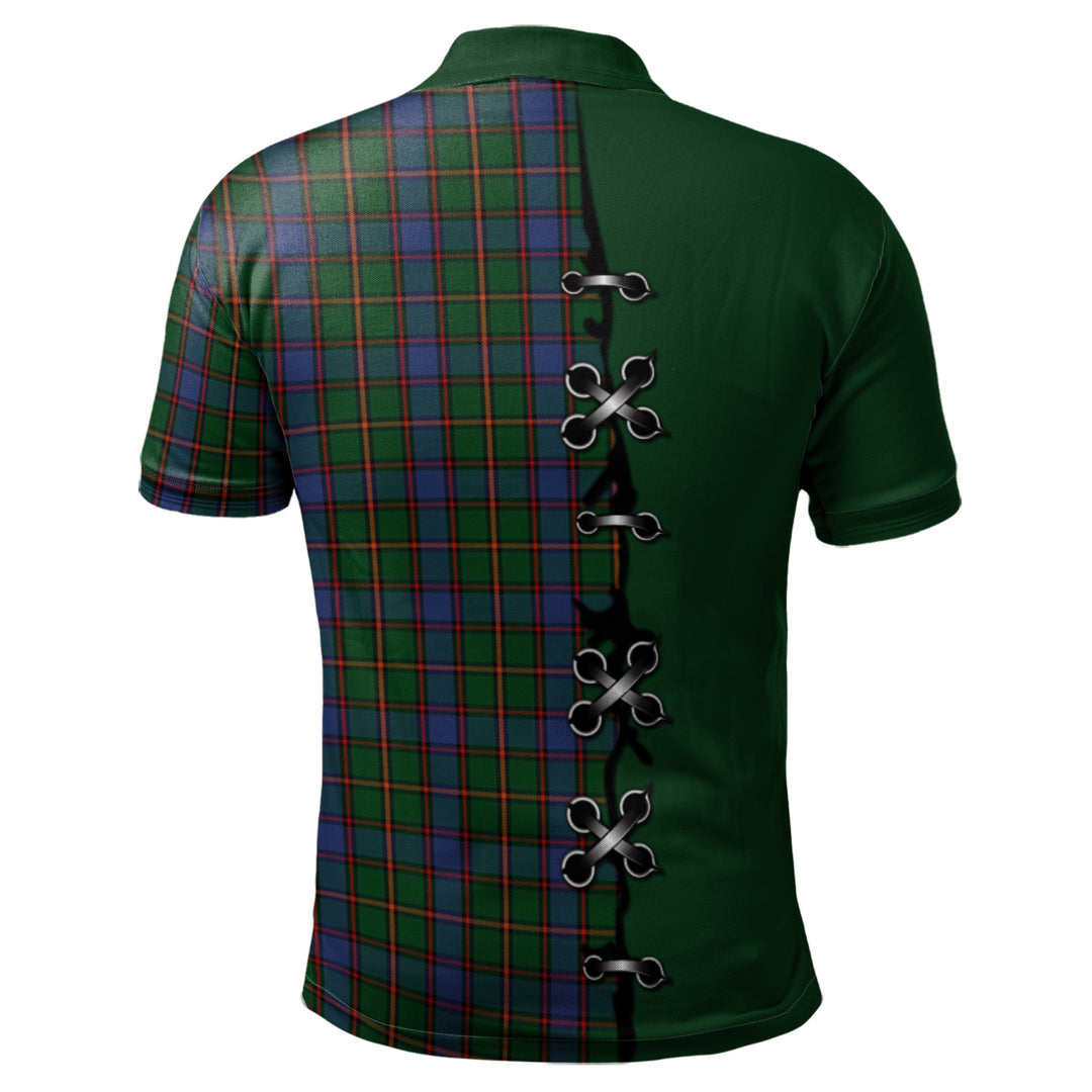 Skene Tartan Polo Shirt - Lion Rampant And Celtic Thistle Style