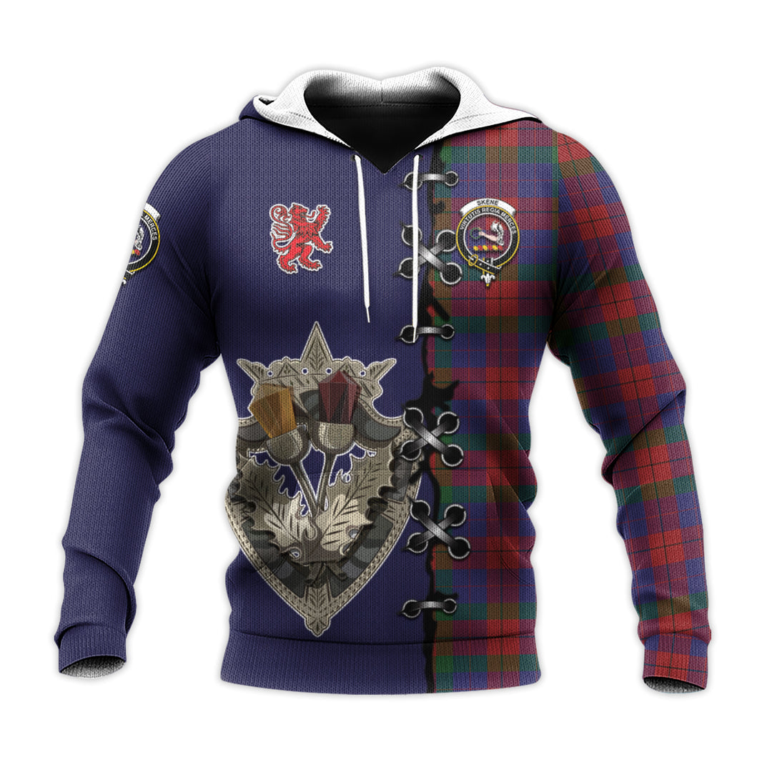 Skene of Cromar Tartan Hoodie - Lion Rampant And Celtic Thistle Style