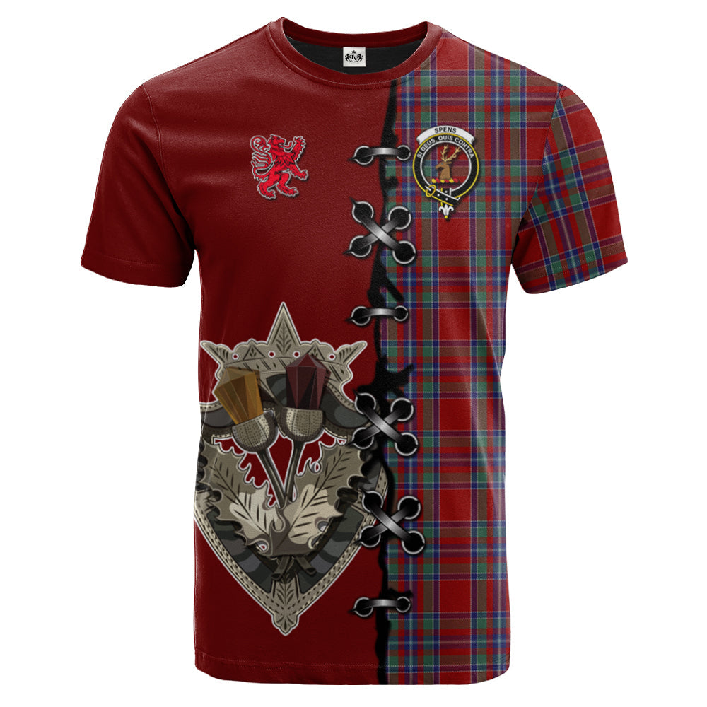 Spens Tartan T-shirt - Lion Rampant And Celtic Thistle Style