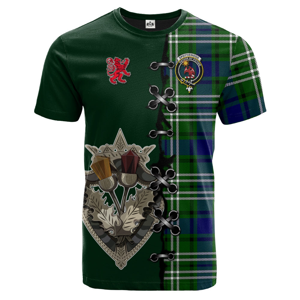 Spottiswood Tartan T-shirt - Lion Rampant And Celtic Thistle Style