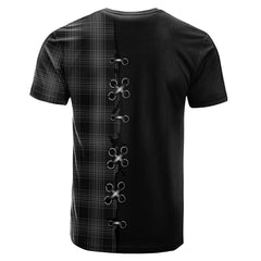 Stewart Mourning Tartan T-shirt - Lion Rampant And Celtic Thistle Style
