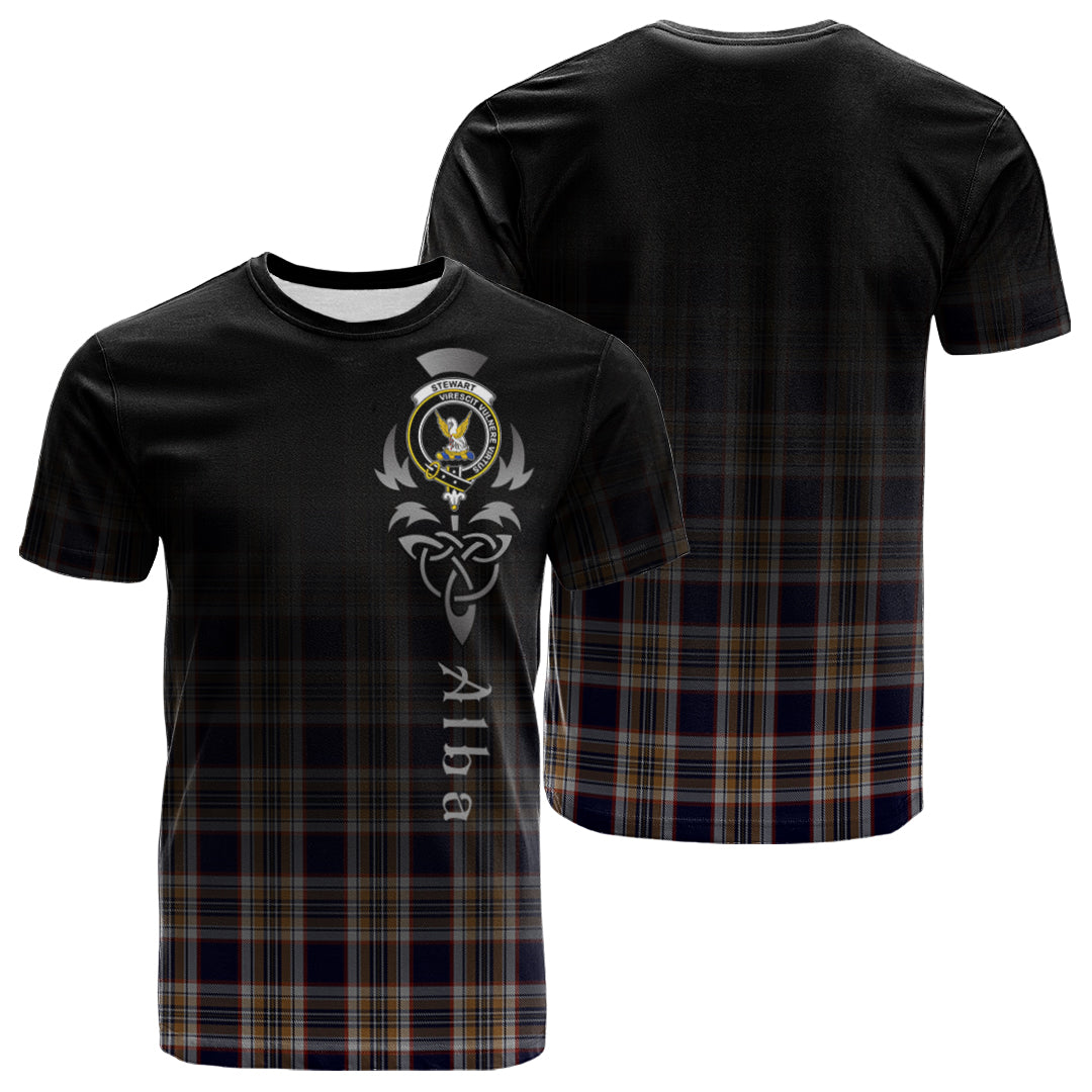 Stewart Navy Tartan Crest T-shirt - Alba Celtic Style