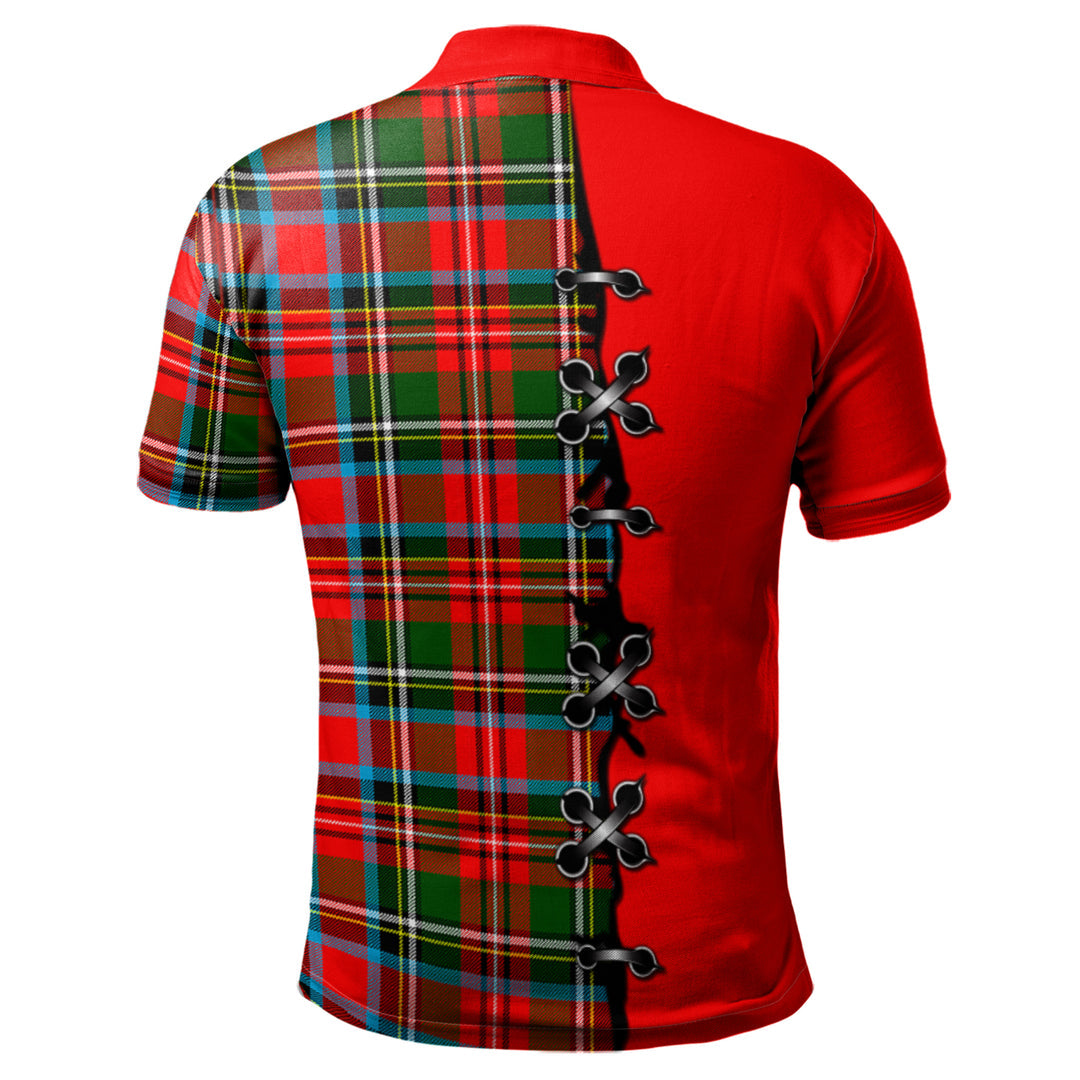 Stewart Royal Tartan Polo Shirt - Lion Rampant And Celtic Thistle Style