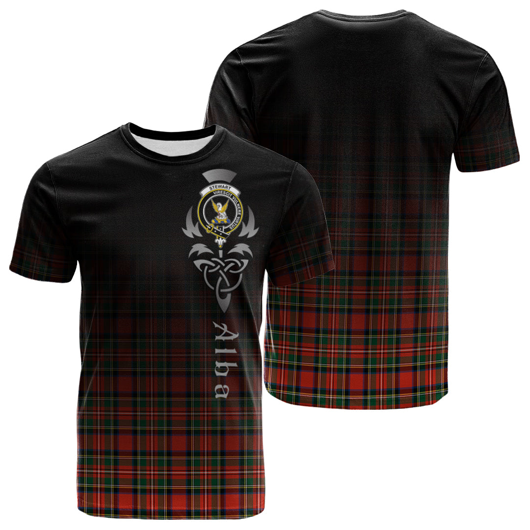 Stewart Royal Modern Tartan Crest T-shirt - Alba Celtic Style
