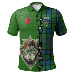 Stirling Tartan Polo Shirt - Lion Rampant And Celtic Thistle Style