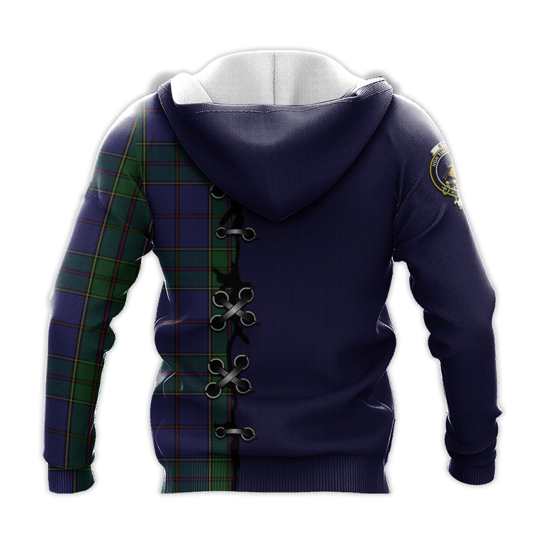 Strachan Tartan Hoodie - Lion Rampant And Celtic Thistle Style