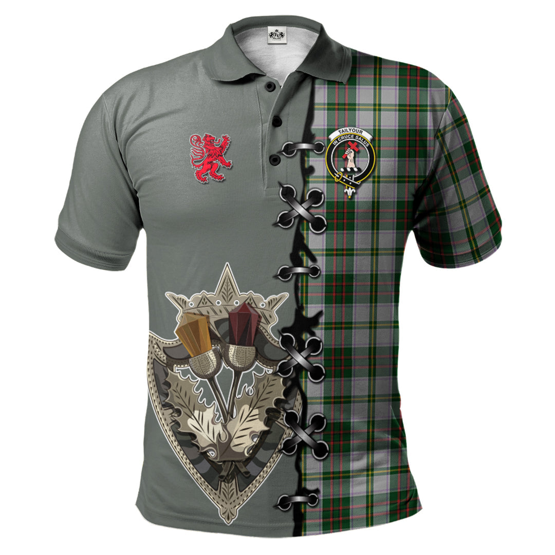 Taylor Dress Tartan Polo Shirt - Lion Rampant And Celtic Thistle Style