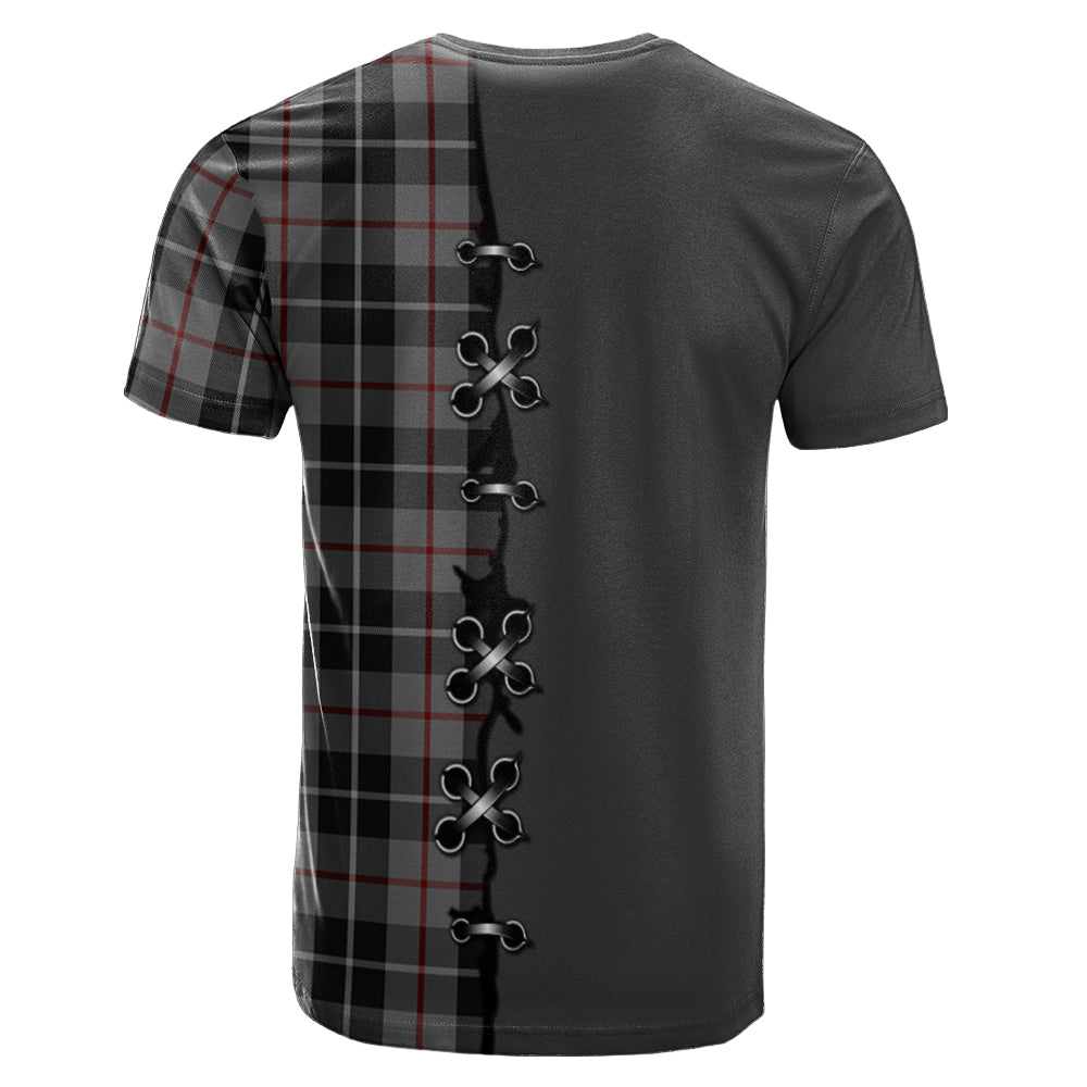 Thompson Grey Tartan T-shirt - Lion Rampant And Celtic Thistle Style