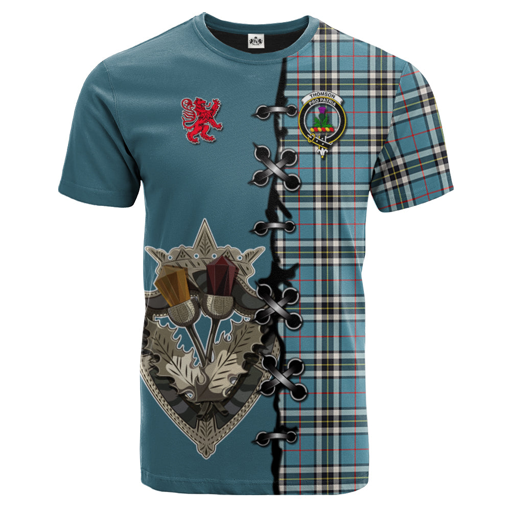 Thomson Tartan T-shirt - Lion Rampant And Celtic Thistle Style