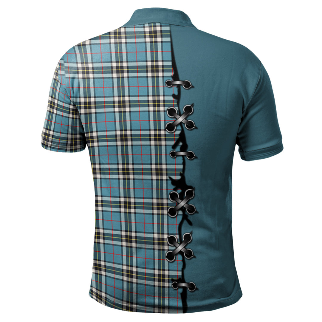 Thomson Tartan Polo Shirt - Lion Rampant And Celtic Thistle Style