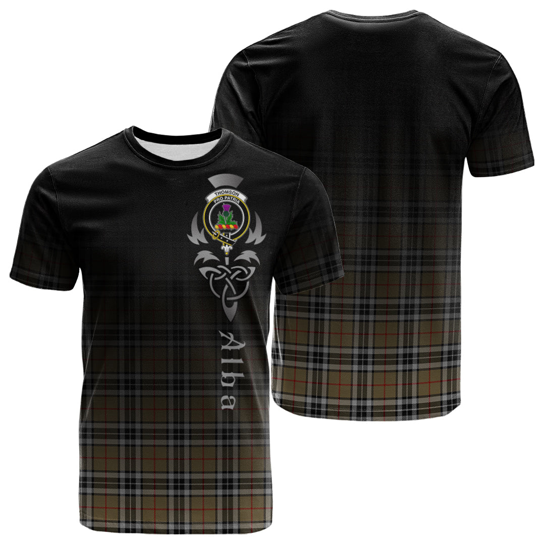 Thomson Camel Tartan Crest T-shirt - Alba Celtic Style