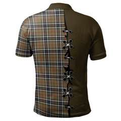 Thomson Camel Tartan Polo Shirt - Lion Rampant And Celtic Thistle Style