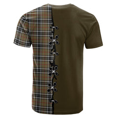 Thomson Camel Tartan T-shirt - Lion Rampant And Celtic Thistle Style