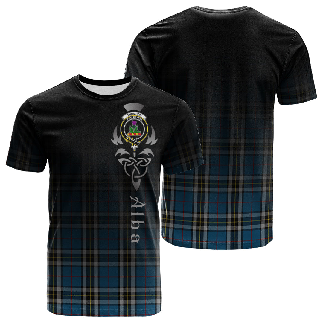 Thomson Dress Blue Tartan Crest T-shirt - Alba Celtic Style