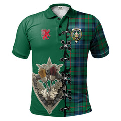 Urquhart Ancient Tartan Polo Shirt - Lion Rampant And Celtic Thistle Style