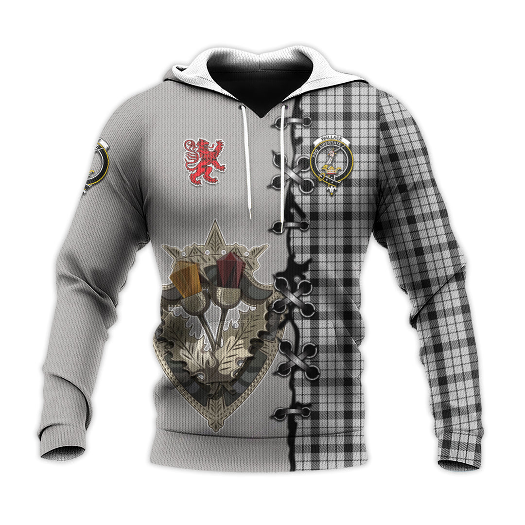 Wallace Dress Tartan Hoodie - Lion Rampant And Celtic Thistle Style