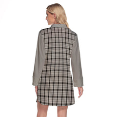 Wallace Dress Tartan Women's Lapel Shirt Dress With Long Sleeve
