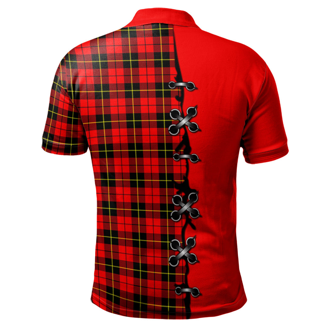 Wallace Hunting Red Tartan Polo Shirt - Lion Rampant And Celtic Thistle Style