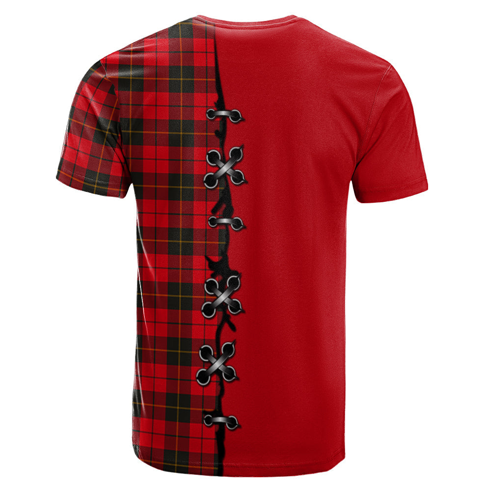 Wallace Weathered Tartan T-shirt - Lion Rampant And Celtic Thistle Style