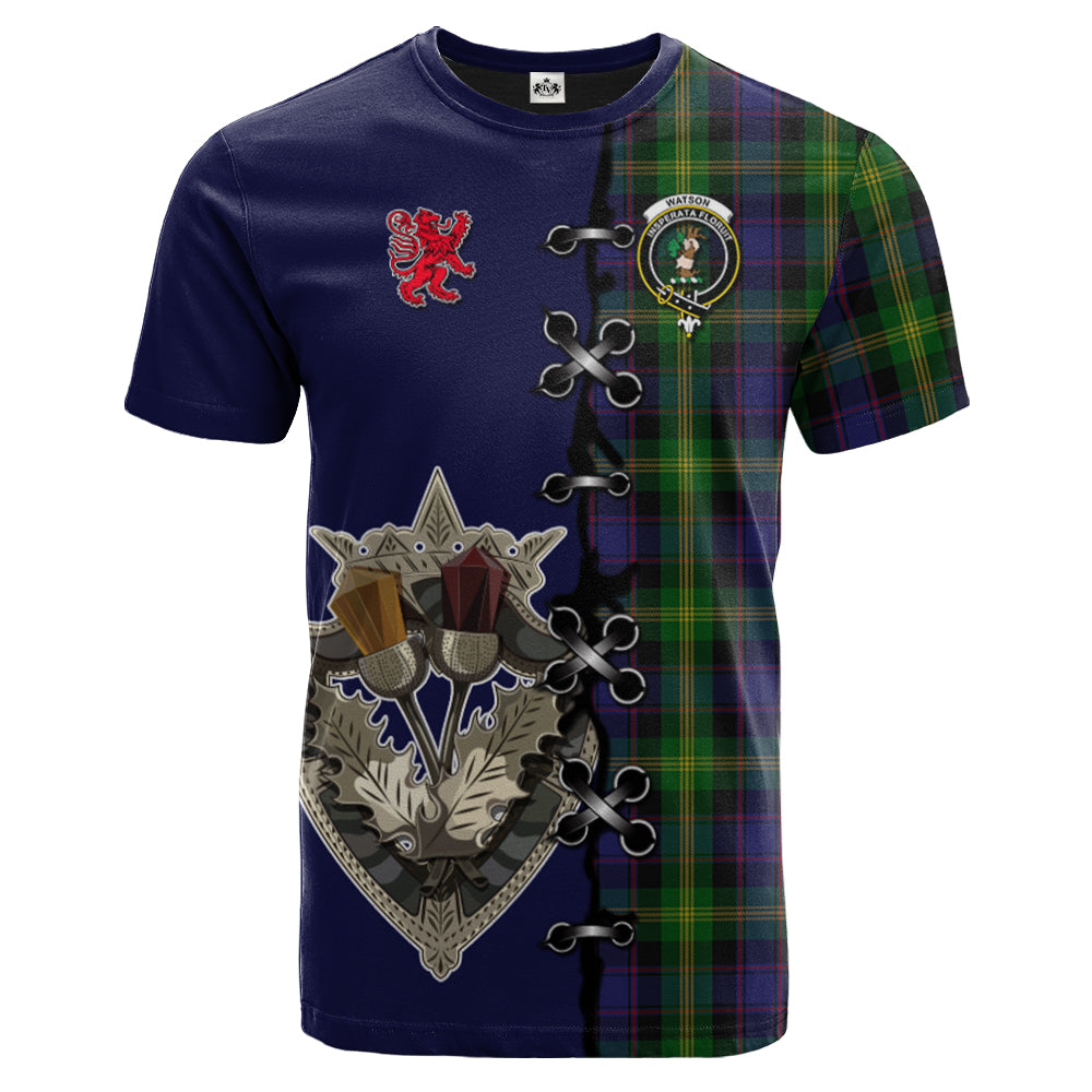 Watson Tartan T-shirt - Lion Rampant And Celtic Thistle Style
