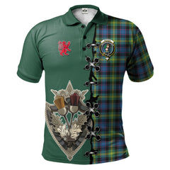 Watson Ancient Tartan Polo Shirt - Lion Rampant And Celtic Thistle Style