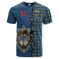 Weir Ancient Tartan T-shirt - Lion Rampant And Celtic Thistle Style