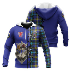 Weir Modern Tartan Hoodie - Lion Rampant And Celtic Thistle Style