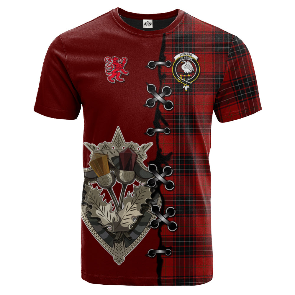 Wemyss Tartan T-shirt - Lion Rampant And Celtic Thistle Style