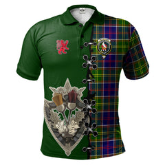 Whitefoord Modern Tartan Polo Shirt - Lion Rampant And Celtic Thistle Style