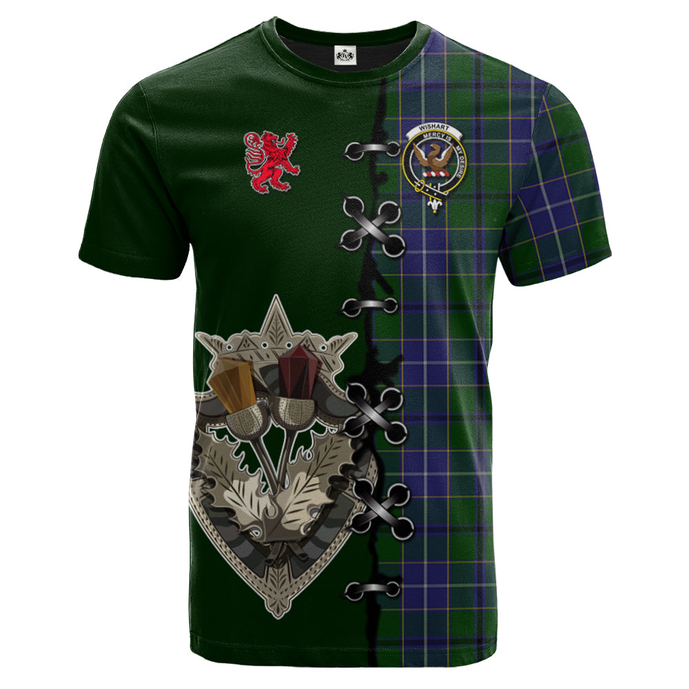 Wishart Hunting Tartan T-shirt - Lion Rampant And Celtic Thistle Style
