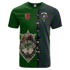 Wood Tartan T-shirt - Lion Rampant And Celtic Thistle Style